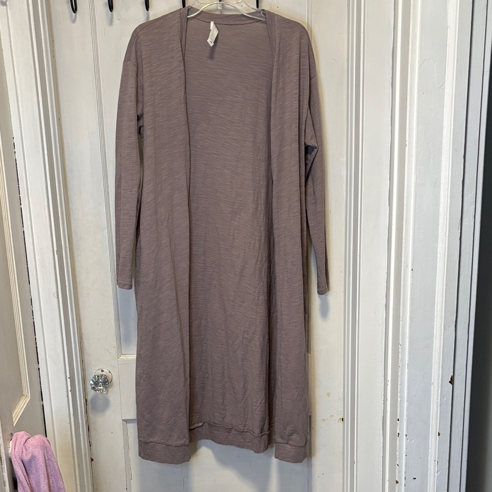 Three Bird Nest Mocha Tan Brown Long Sleeve Jumpsuit Cardigan Set Large - Picture 13 of 16